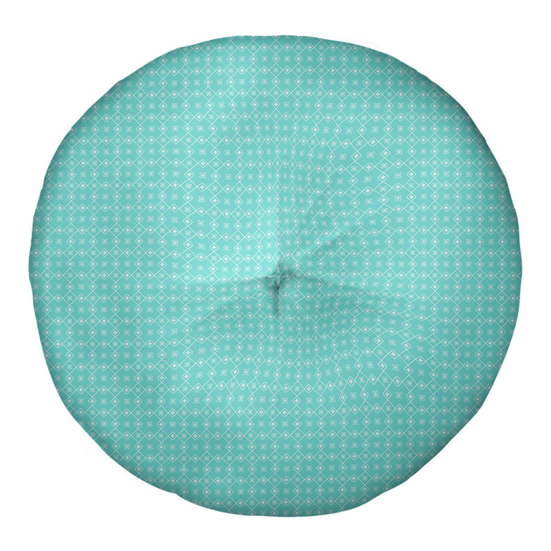 Coussin de sol Katelyn Elizabeth, 26 po x 26 po, Bleu sarcelle / blanc