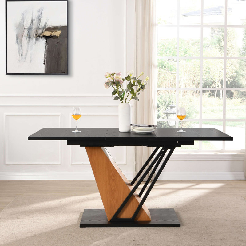 61.07 46.46  Inch Extendable Desk, Surface, Strong Metal Frame, Modern Style Table With Option, And Metal, For Various Spaces
