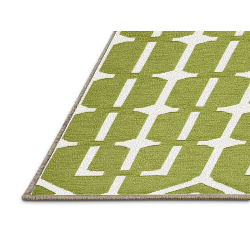 Machine Washable Trellis Brown Area Rug, Round 5'