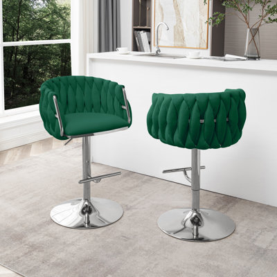 Evangelos Swivel Upholstered Adjustable Height Counter Stool with Metal Frame