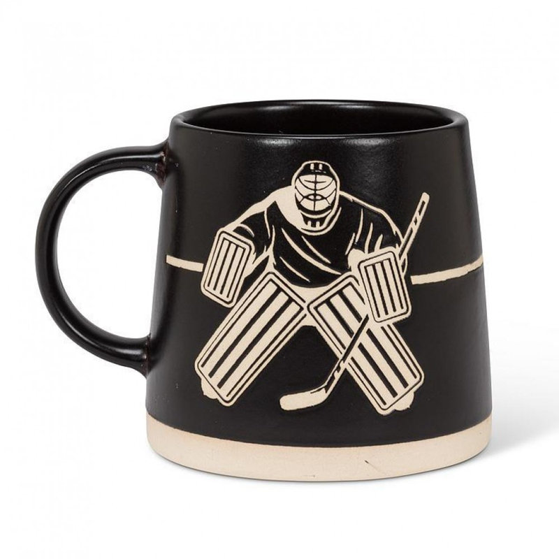 Wide Base Mug With Hockey Players