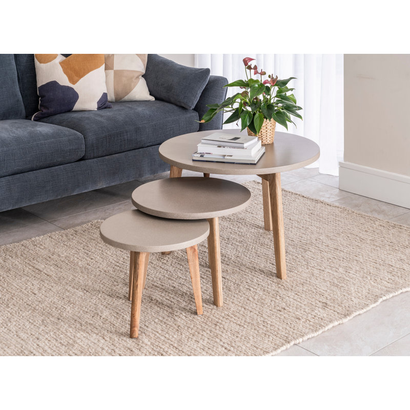 Round Lamp Table Oatmeal - Medium Side Table