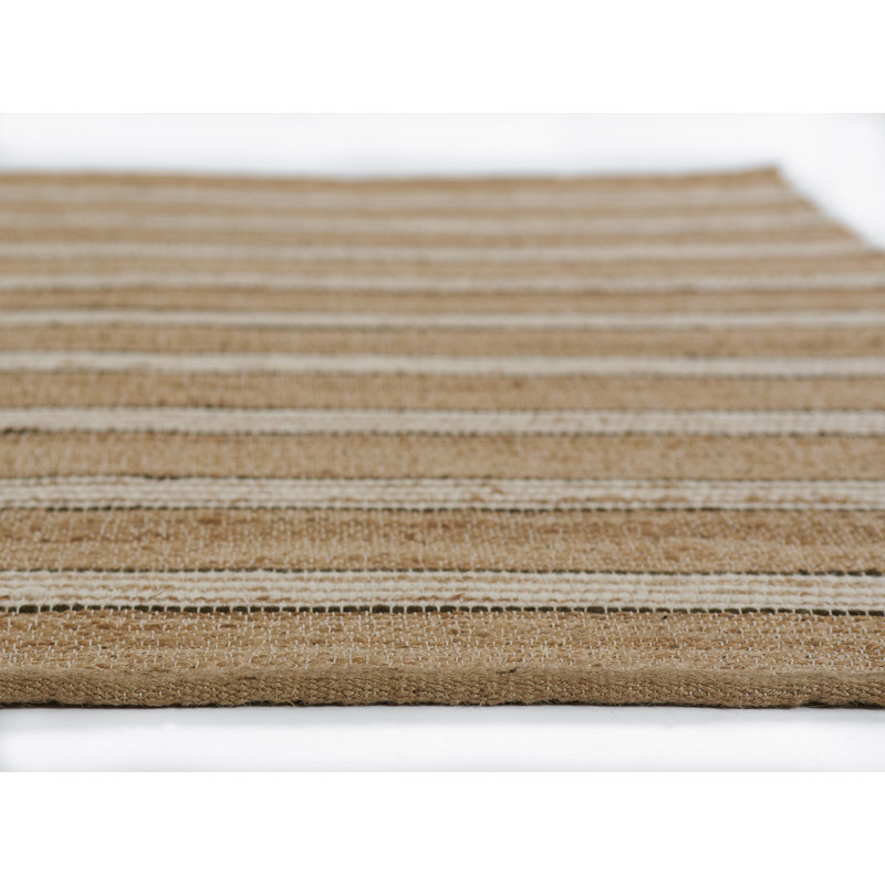 Jute / Sisal Striped Area Rug in Brown, Rectangle 8' x 10'