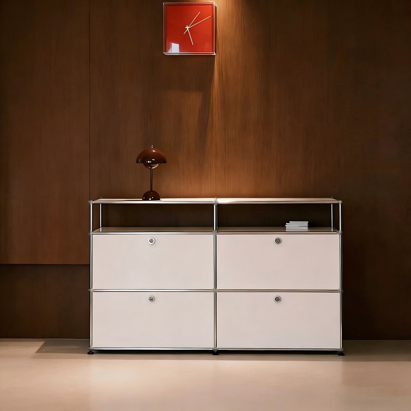 Armoire de rangement moderne, buffet modulaire en métal, crédence de bureau polyvalente en acier et buffet pour le salon, la cuisine et le bureau personnel