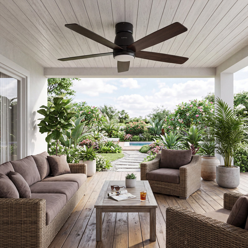 52 Inch Smart Ceiling Fan with Lights, Alexa Compatible, App & Remote Control, Dimmable LED, 3 Color Temps, 6 Speeds, Quiet DC Motor for Indoor Outdoor, Black