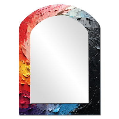 Minimalism Rainbow Prismatic Dreams - Large Arched Wall Mirror On Metal