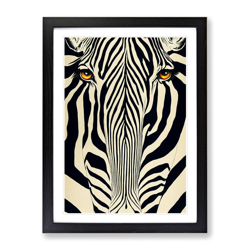 Zebra No.3 Abstract - Single Picture Frame Print, Black, 64cm H x 46cm W x 2cm D