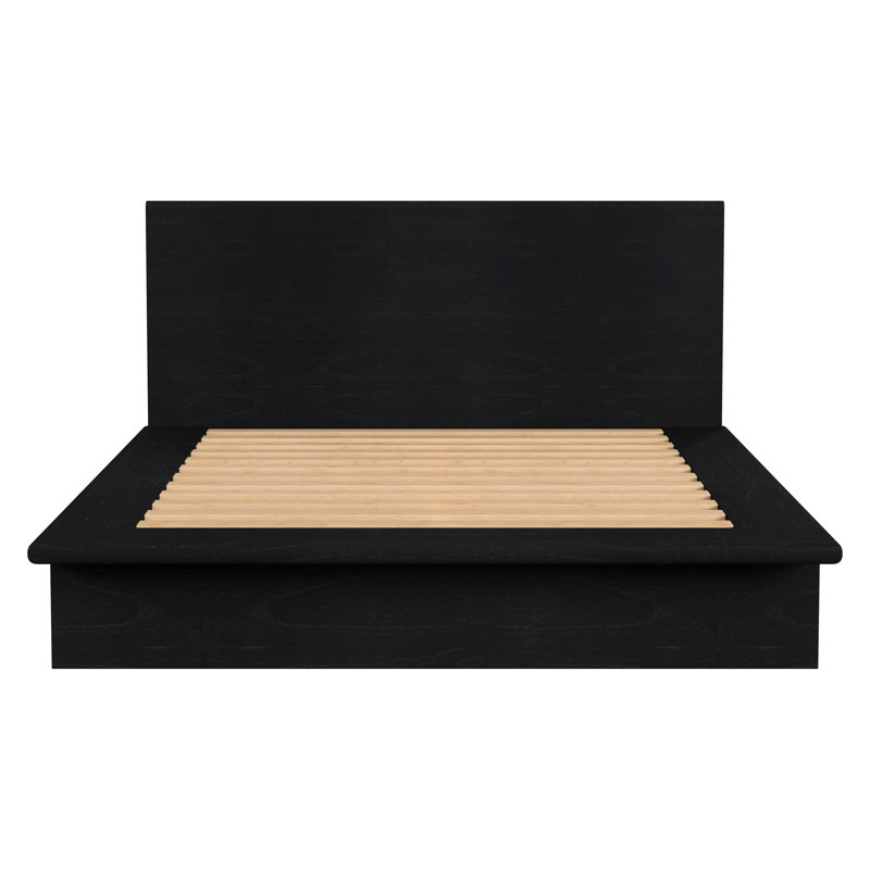 Soleil Wood Low Profile Platform Bed, Queen, Black