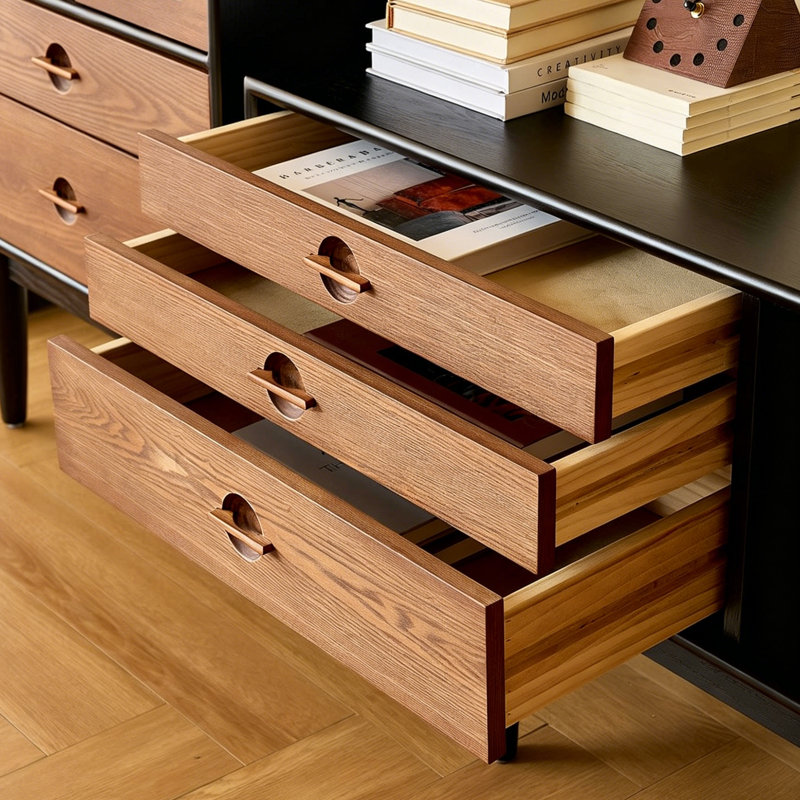 Meuble télé en bois Retro, Brun / Noir, H 23,62 po x L 78,74 po x l 15,74 po