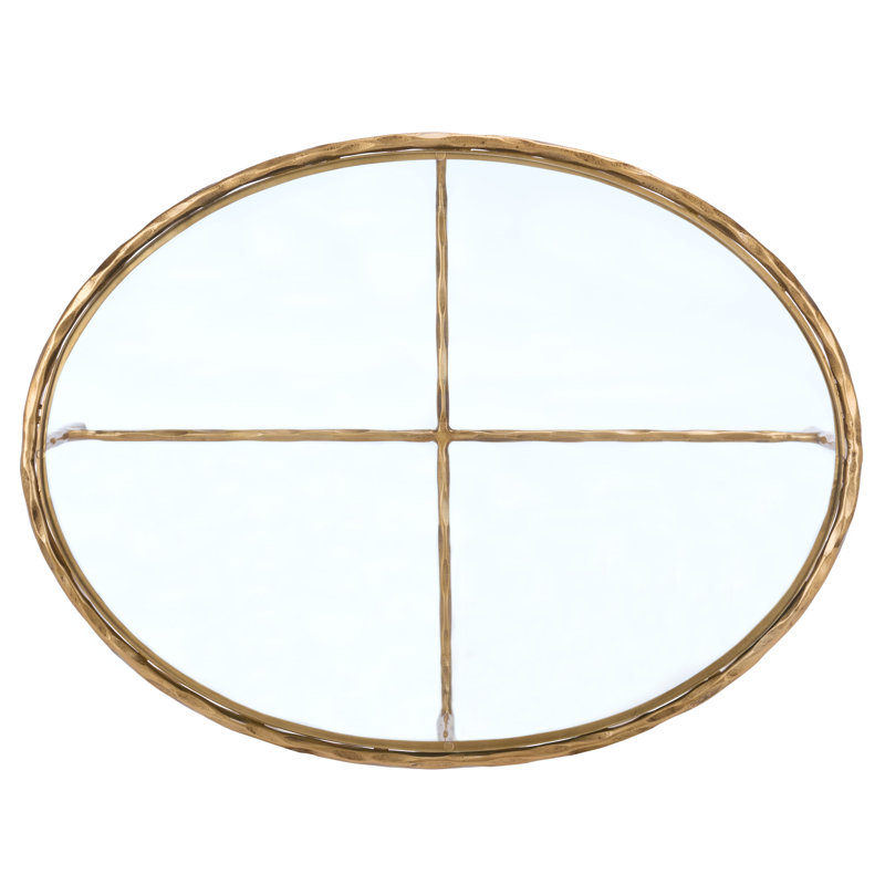 Evelynn Glass Top Coffee Table, Brass, Clear