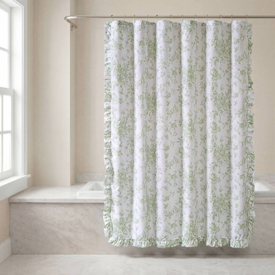 Madison Park Essentials Adele Sage Green Floral Ruffle 13-Piece 72x72'' Shower Curtain Set