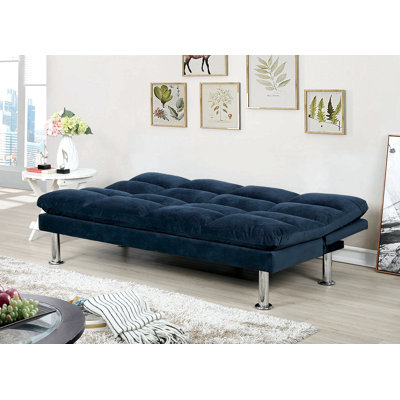 Lit de futon de style contemporain en microfibre converti en lit avec pieds de soutien supplémentaires