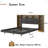 Floating Bed Frame With LED Light And Bookcase Storage Headboard