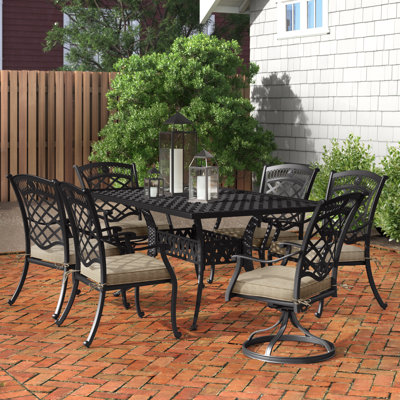 Wildermuth 6 - Person Patio Dining Set with Rectangular Table , Sunbrella® Cushions Included