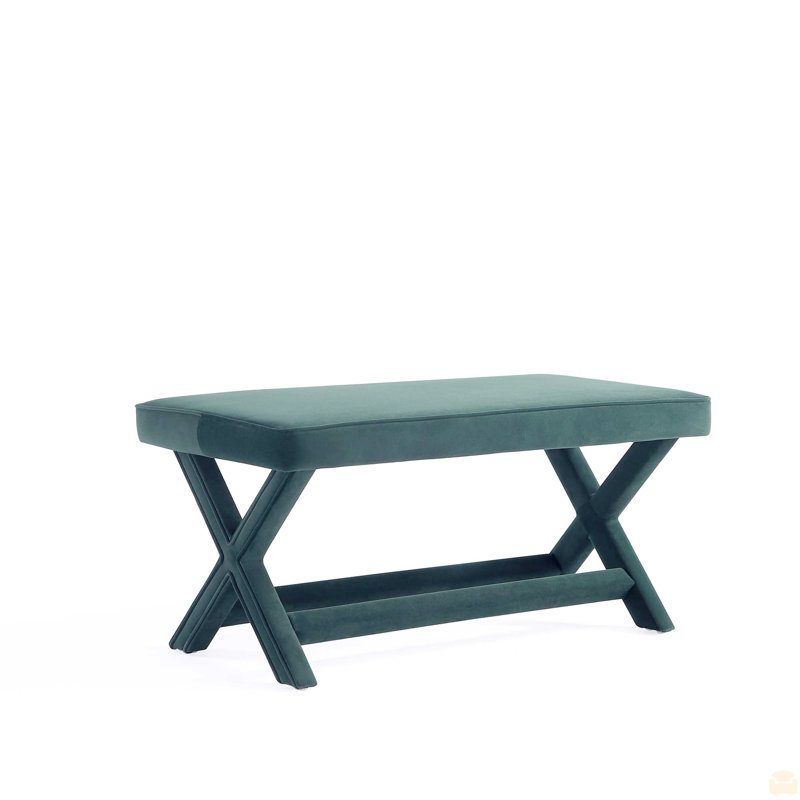 Upholstered Velvet Accent Bench, Green
