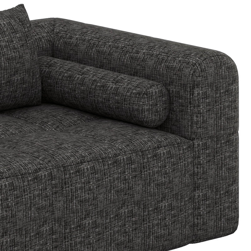 Sectional Sofa Modular Two Piece Couch With Deep Seating And Side Pockets, Gray