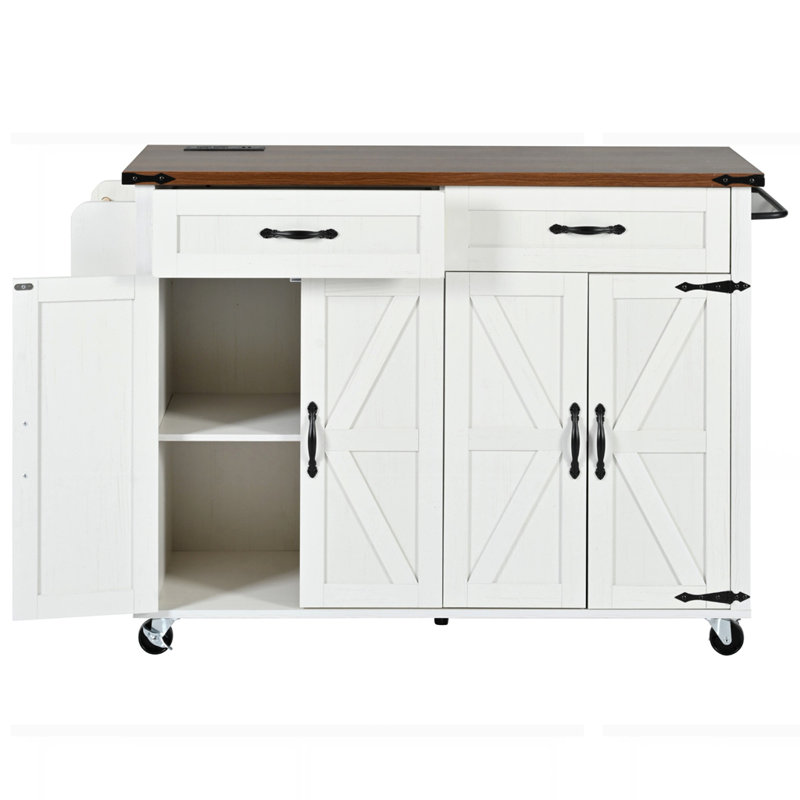 Grand îlot de cuisine de 53 po avec abattant, Blanc