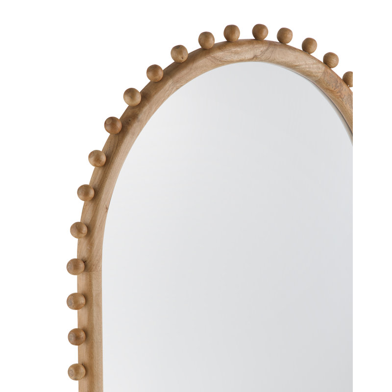 Tioga Wall Mirror – Natural Wood Frame with Boho Knob Detailing