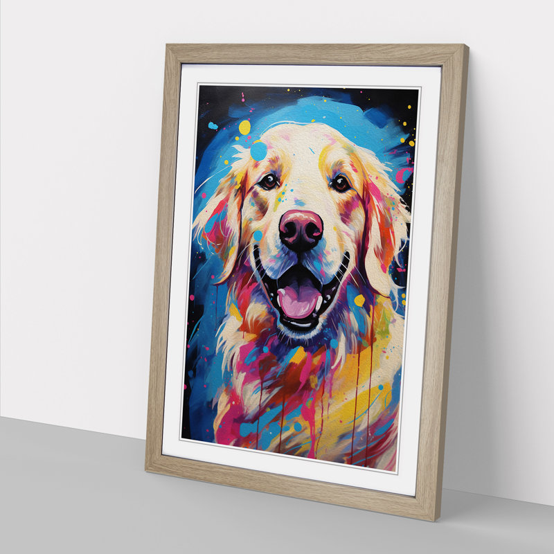 Golden Retriever Impressionism - Framed Print, 34cmH x 25cmW