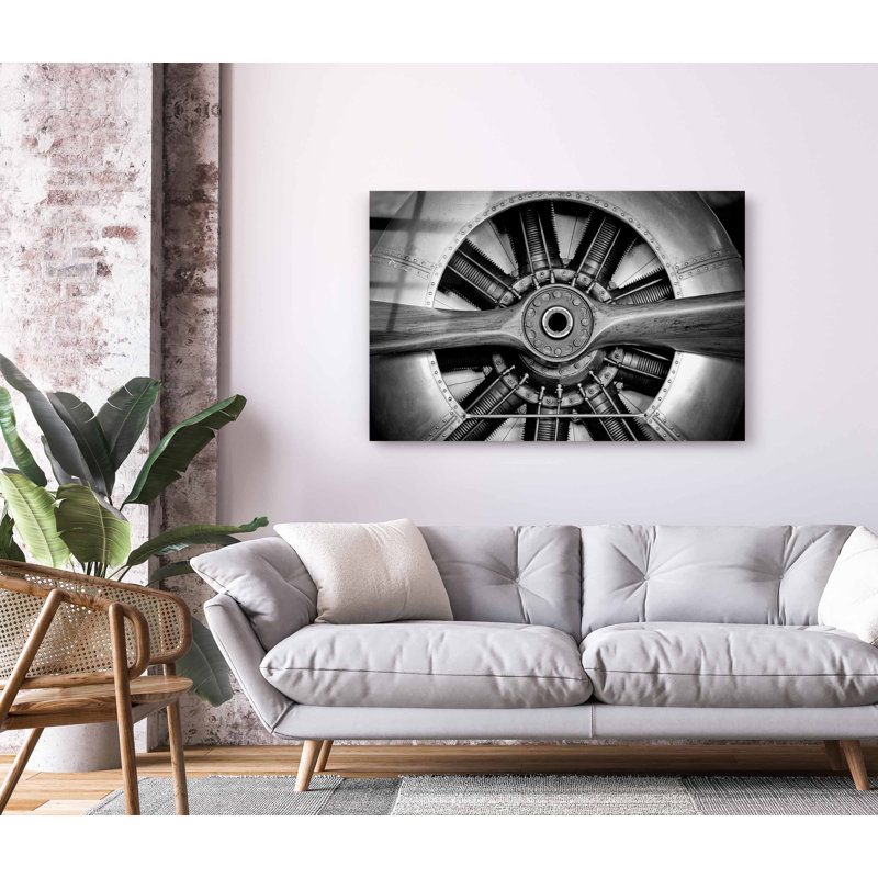 Hélice d'avion noir et blanc, photographie rétro, décoration murale en plexiglas acrylique, L 30 po x H 45 po, Unframed