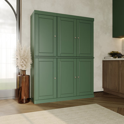 Nicu 100% Solid Wood Tall Kitchen Pantry Cabinet with Doors, Adjustable Shelves, Modular Kitchen Storage Cabinet, 48.5" W x 71.5" H