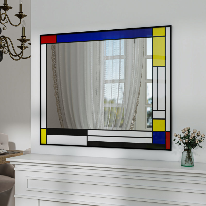 Ebern Designs Rectangular Wall Mirror with Tempered Glass, 39.5" x 31.6", Colorful