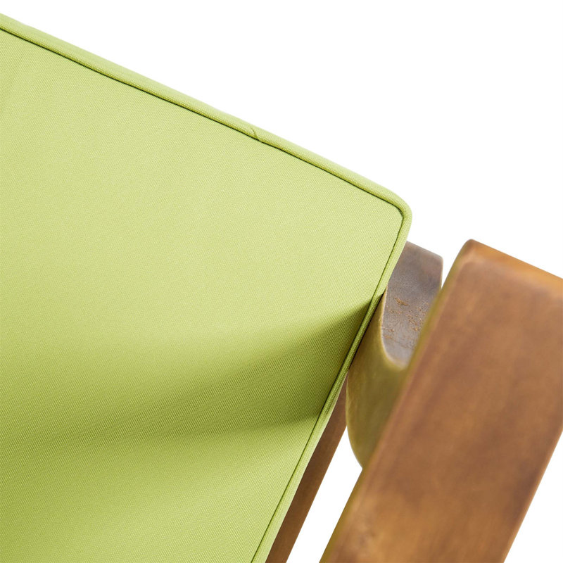 Acacia Wood Club Chairs with Green Cushions, Set of 2