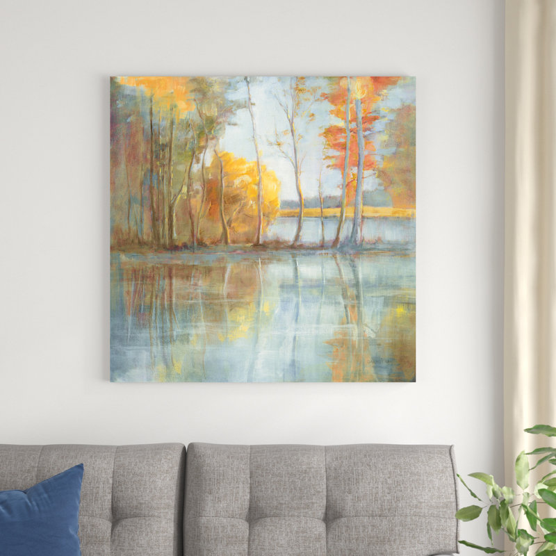 " Lakeside Reflection " by Danhui Nai Painting Print, 36" H x 36" W x 1.25" D