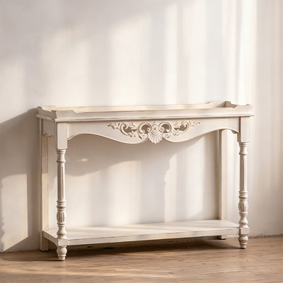 Console blanche en bois massif