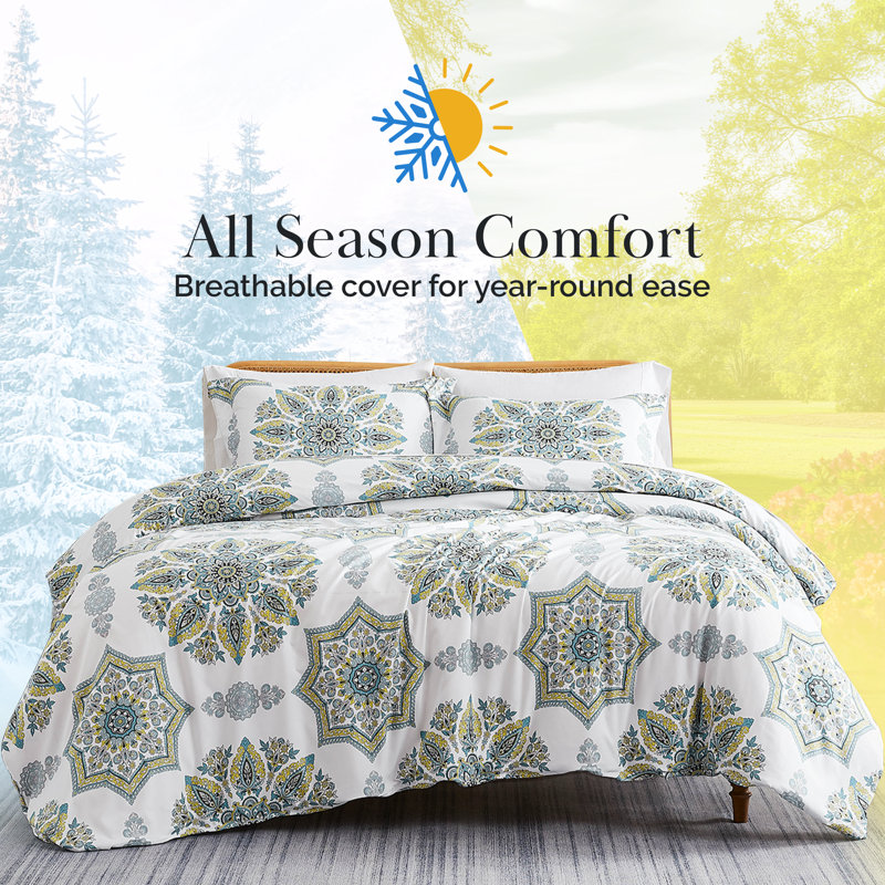 Infinity Microfiber Duvet Cover Set, Full/Double Comforter + 2 King Pillow Cases, Blue