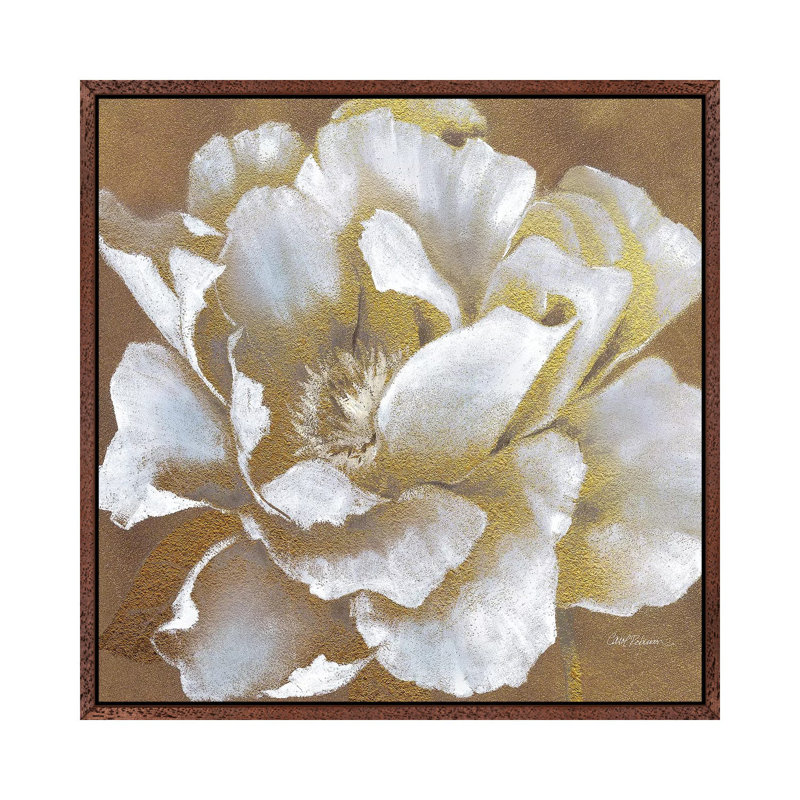 Golden Bloom II by Carol Robinson - Print on Canvas, 93.98 cm H x 93.98 cm W, Classic Brown Wood Framed Canvas