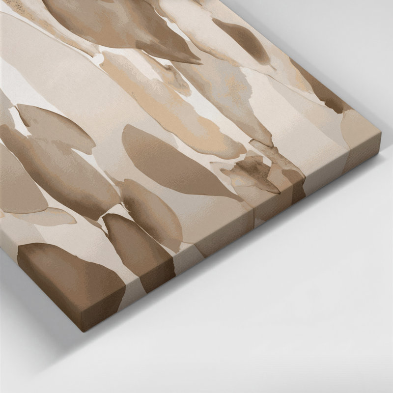 Abstrait aquarelle 3, art mural beige sur toile, H 14 po x l 11 po