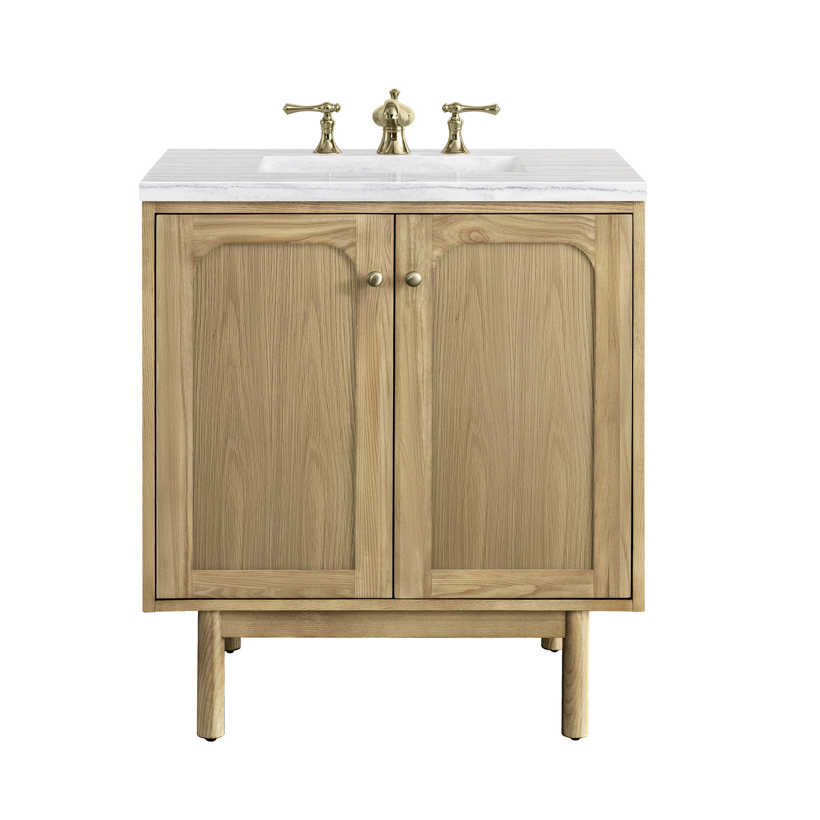 Laurent 30'' Single Bathroom Vanity, Charcoal Soapstone, 8" Widespread, Light Natural Oak