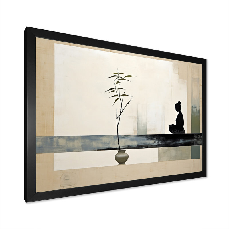 Mahmod Asian Art Modern Zen I - Art asiatique, art mural, H 30 po x l 40 po, Cadre photo unique, Noir