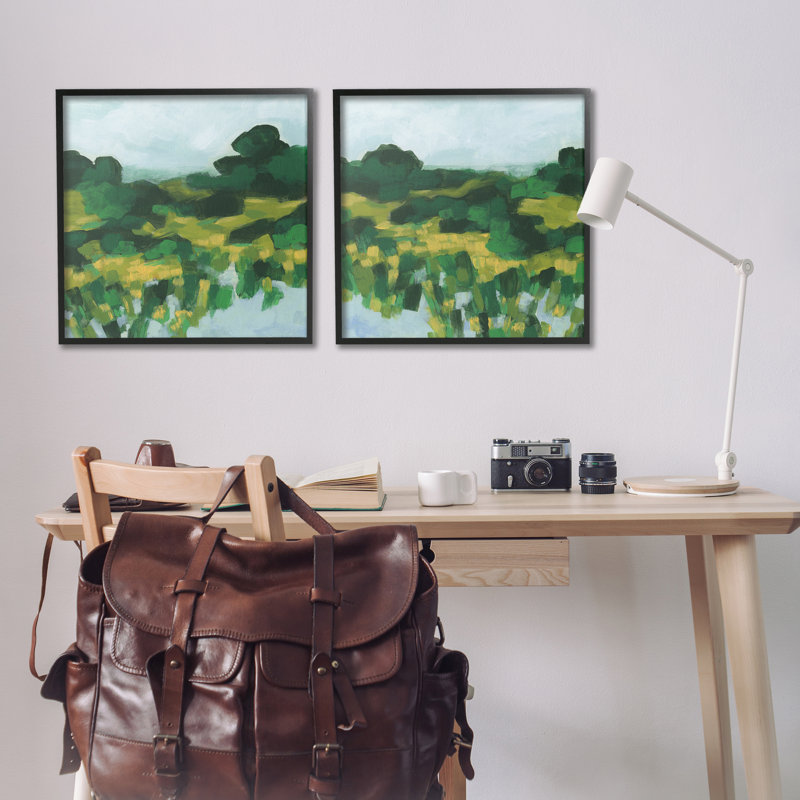  «Reflecting Green Nature», ensemble de 2 estampes numériques par June Erica Vess, Giclée encadrée noir minuit