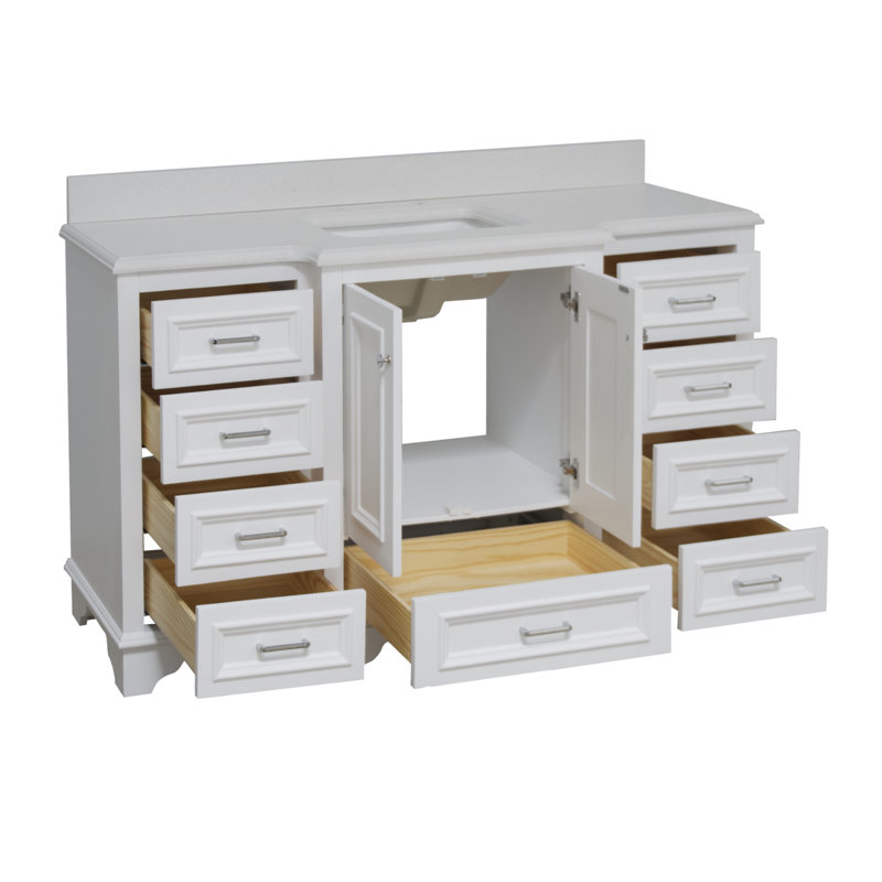 Loughlam 60'' Single Bathroom Vanity with Top, White, Quartz