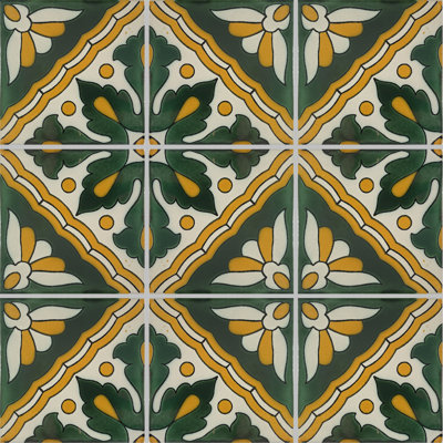 4.2" x 4.2" 9pcs TalaMex Azalea Mexican Clay Tile Handmade Talavera Backsplash Mosaic