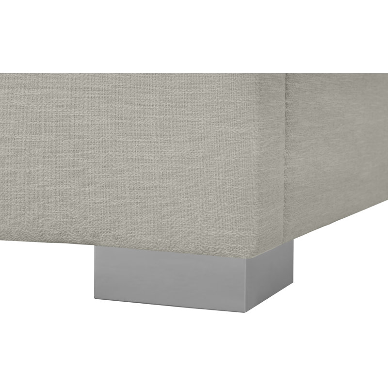 Lit plateforme tapissier Hermond, Simple, Tissu texturé en lin beige