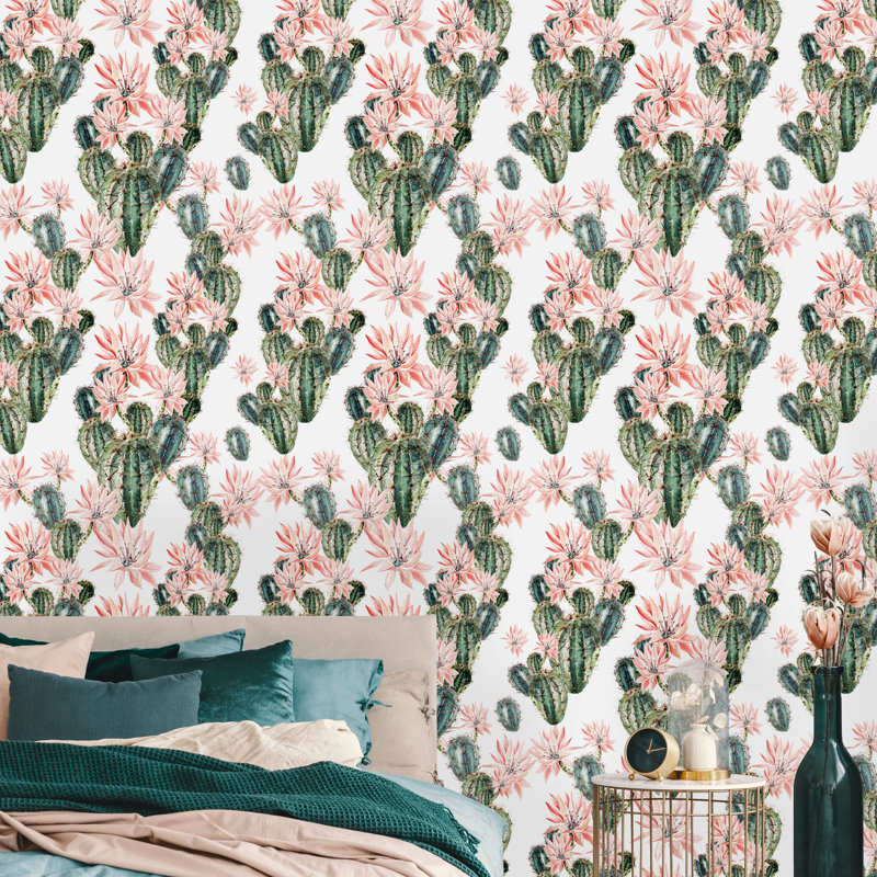 Rouleau de papier peint adhésif cactus, L 16,67 po x l 25 po