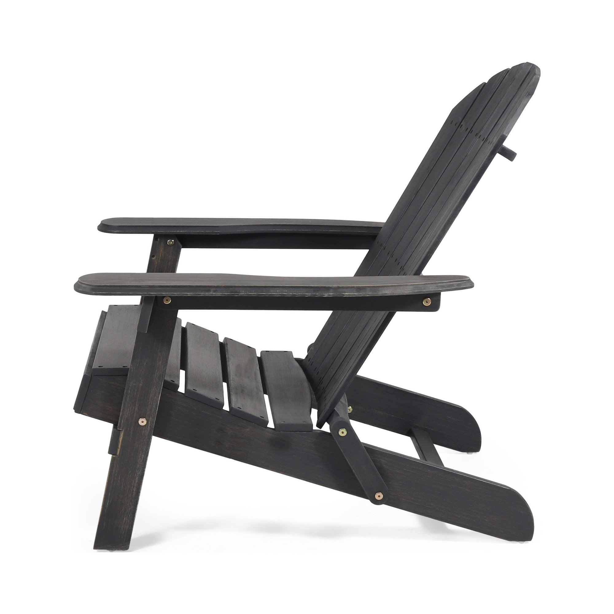 Teigan Solid Wood Folding Adirondack Chair, Dark Gray 1