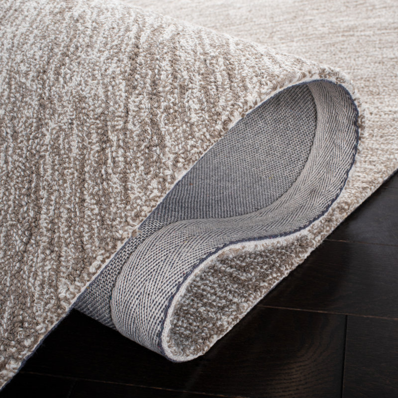 Elegant Taupe Handmade Tufted Wool Runner Rug 27" x 9"
