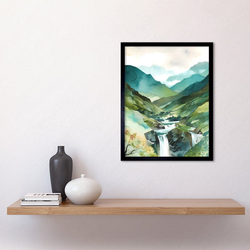 Maine River Cascades Waterfall In Misty Landscape - Single Picture Frame Print