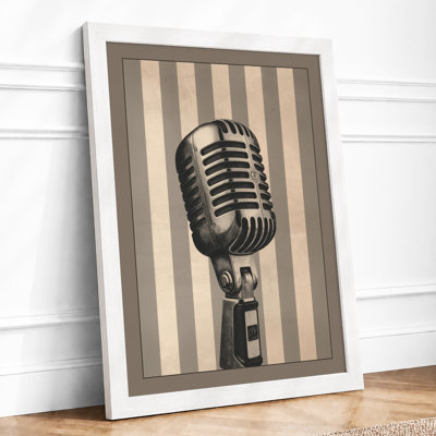 Vintage Microphone Art Deco - Framed Print