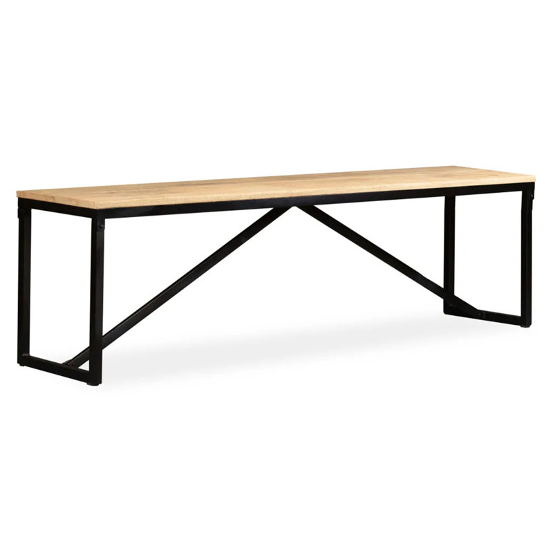 Zephyr Solid Wood Bench, 45cm H x 160cm W x 35cm D, Brown/Black