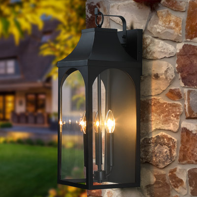  Yosiel 22.5 in Modern Outdoor Wall Lantern with Glass Shade