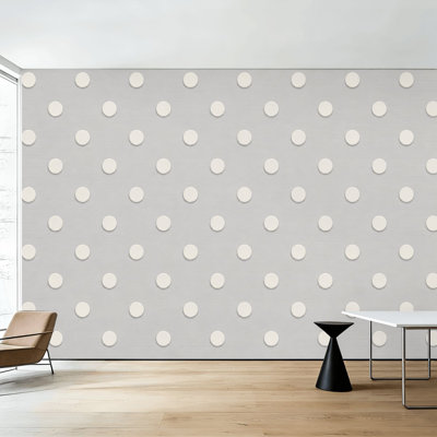 Peel and Stick Wallpaper White Polka Dot Light Gray Wall Murals 100"H x 144"W Removable PVC Wall Paper Self-Adhesive Wall Decor for Bedroom Living Room Home Office