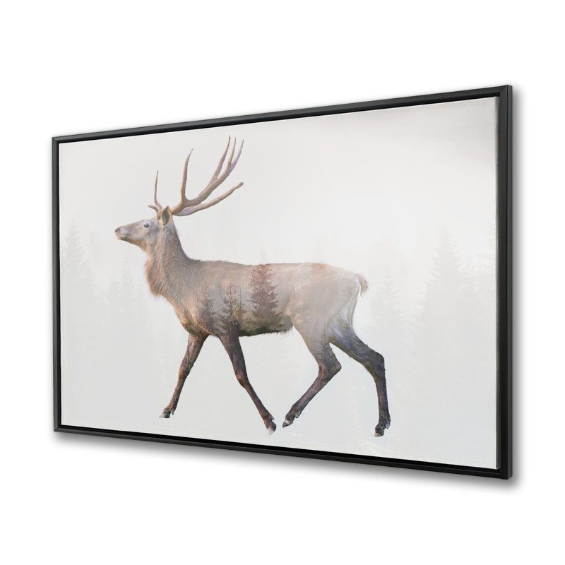 Deer and Forest - Rustic Animals, reproduction d'art sur toile encadrée