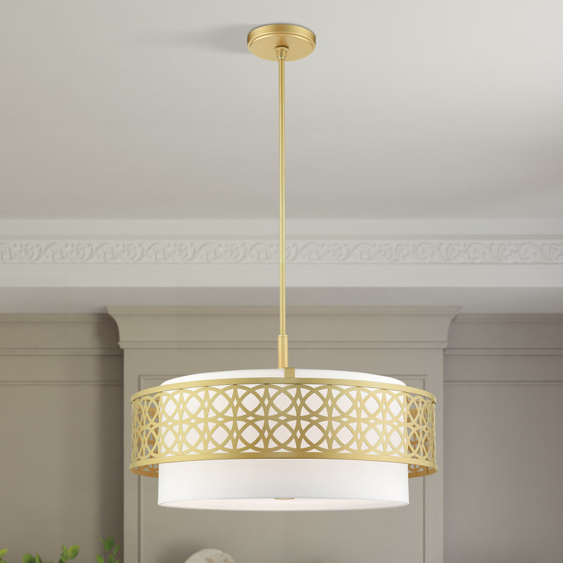 Eraman 4-Light Dimmable Drum Chandelier, Soft Gold, 52" H x 24.75" W x 24.75" D
