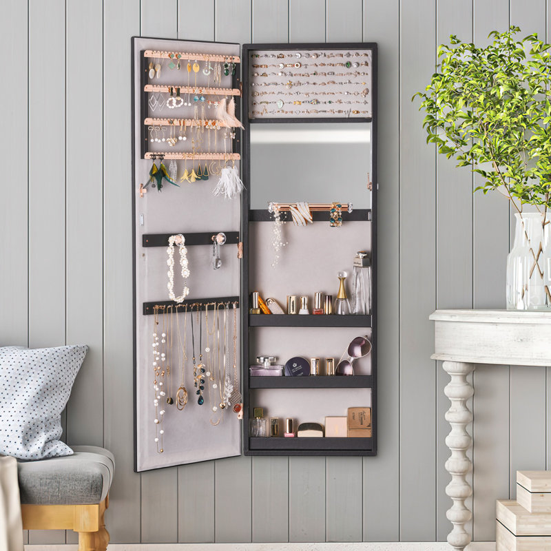 Armoire à bijoux murale avec miroir Grimmage, Noir