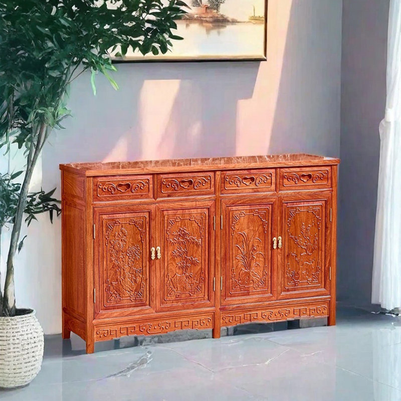 Solid Wood Chinese Sideboard, H 34,6 po x l 62,2 po x P 15,7 po